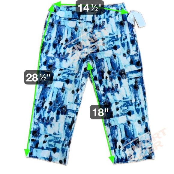 Northern Reflections Capri Pants Tummy Shaper Blue Floral Wm M Beach Resort New - Picture 11 of 11